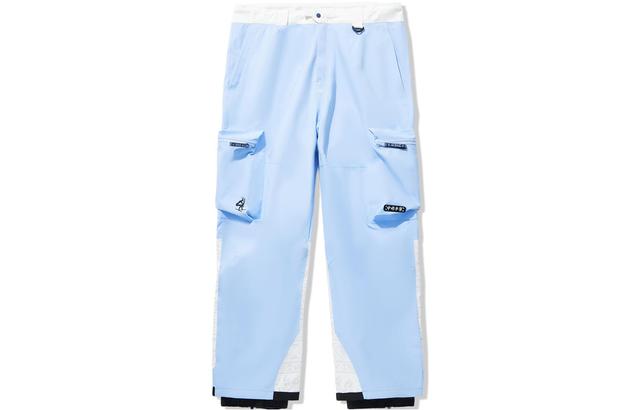 中国李宁 滑雪系列 束脚宽松防水工装运动滑雪裤 男女同款 蓝白