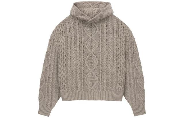 Fear of God Essentials FW23 Cable Knit Hoodie Core Heather