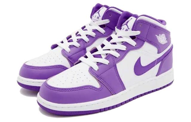 Jordan Air Jordan 1 Mid "White Purple" GS