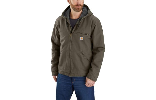 Carhartt 104392-J141 OJ4392 Washed Duck Sherpa-lined Jacket Sierra Jacket Logo-3 RELAXED FIT