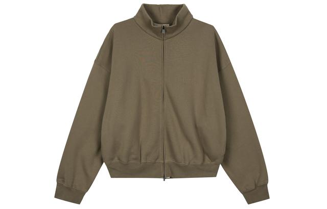 Fear of God Essentials FW22 Brown Full Zip Jacket Wood Logo