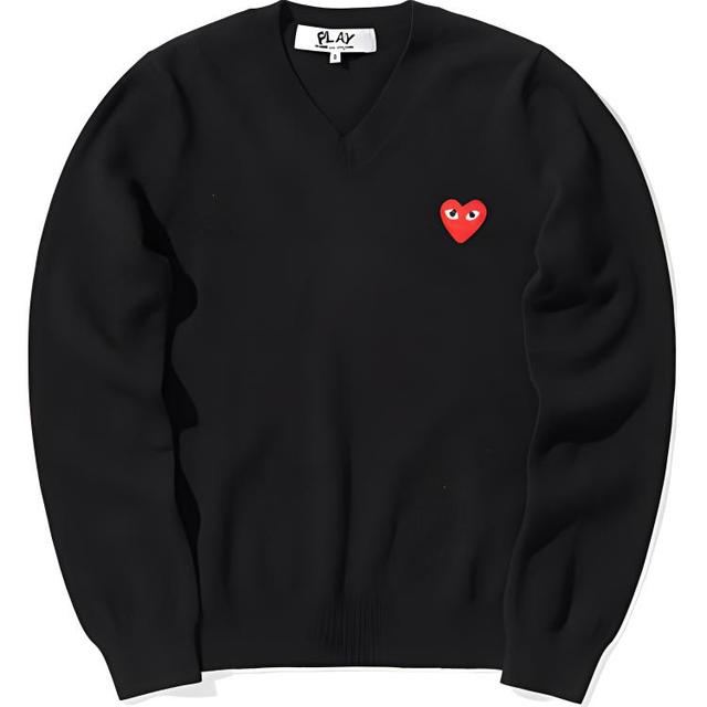 CDG Play Heart Logo Knit Sweater Black V
