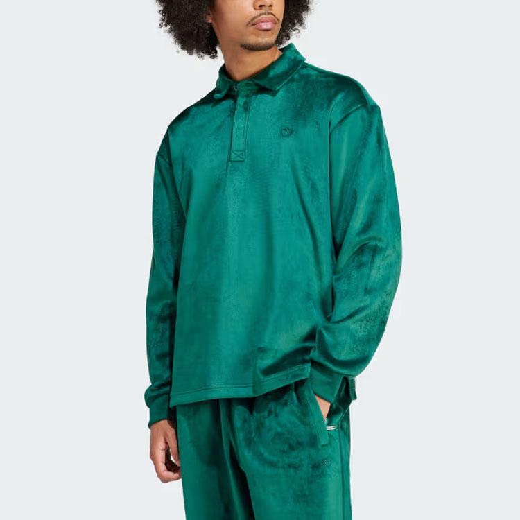 adidas originals Premium Essentials+ Velvet Long Sleeve Polo Shirt Polo