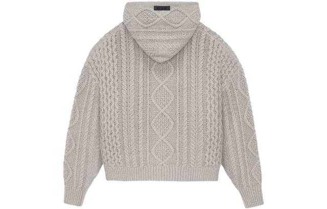 Fear of God Essentials FW23 Cable Knit Hoodie Silver Cloud