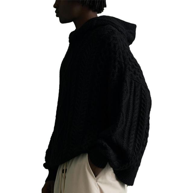 Fear of God Essentials FW23 Cable Knit Hoodie Jet Black