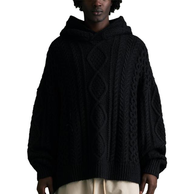Fear of God Essentials FW23 Cable Knit Hoodie Jet Black